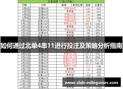 如何通过北单4串11进行投注及策略分析指南